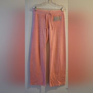 Juicy Couture Womens Bright Pink Velour Embellished Relaxed Lounge Pants S